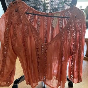 FP ONE Boho Orange Crochet Top